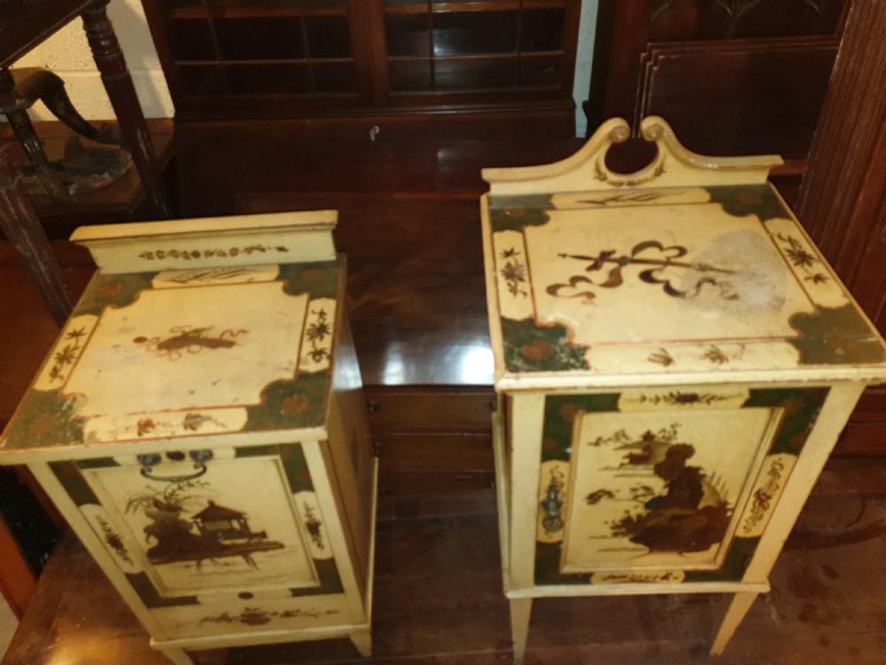 2 early 20th century cream lacquered cabinets.  View VIII