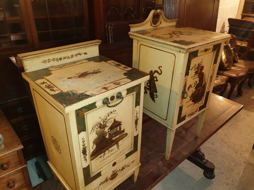 2 early 20th century cream lacquered cabinets.  View IX