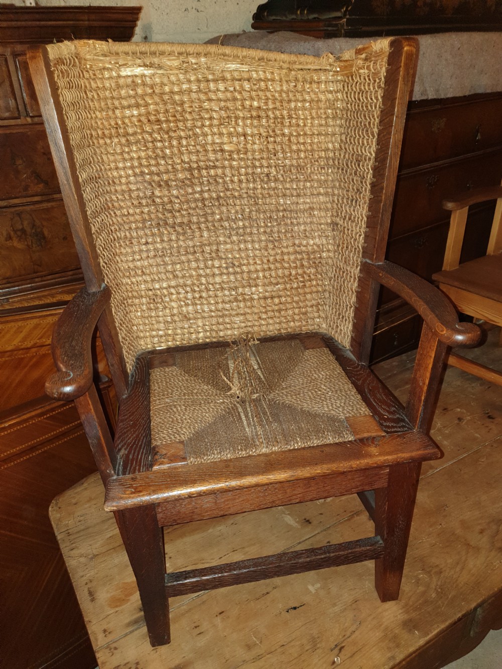 1920s oak childs Orkney chair 