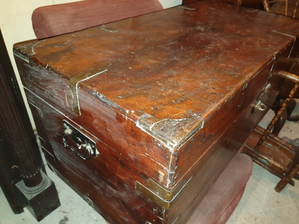 19th century  camphor wood travelling trunk. View III