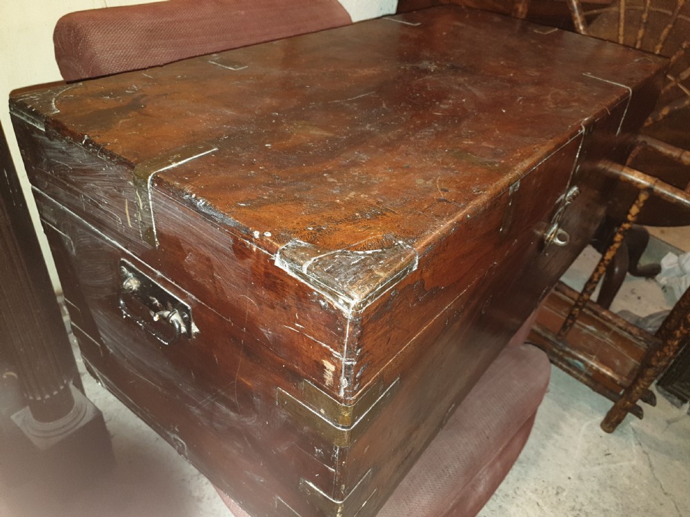 19th century  camphor wood travelling trunk. View IV
