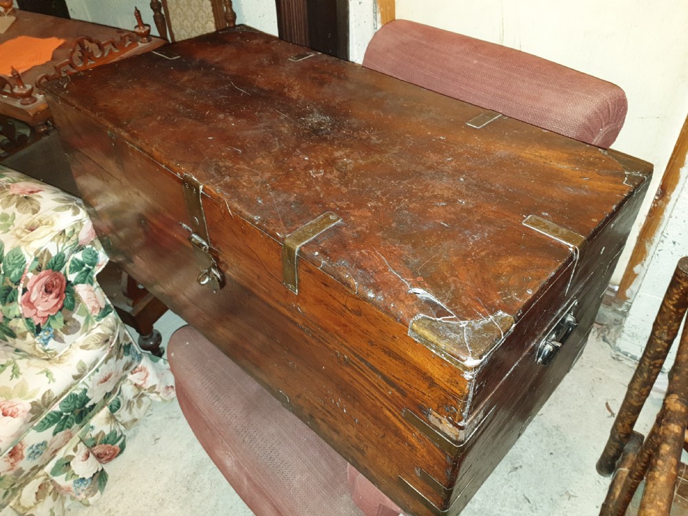 19th century  camphor wood travelling trunk. View V