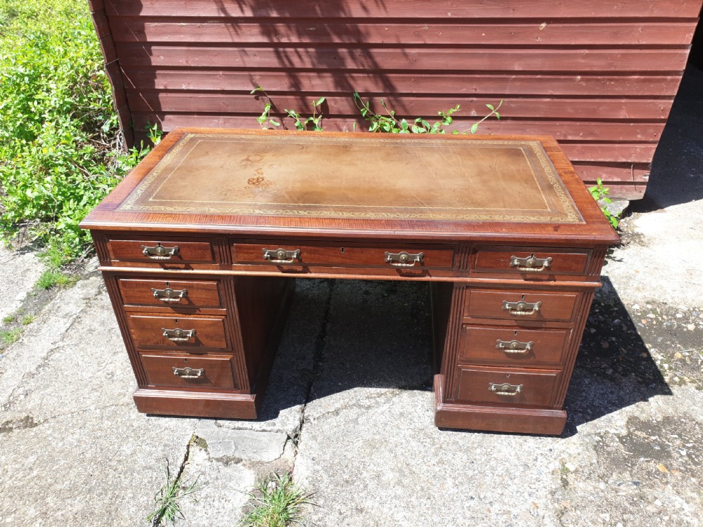 Late Victorian mahogany pedestal desk by Maples View II