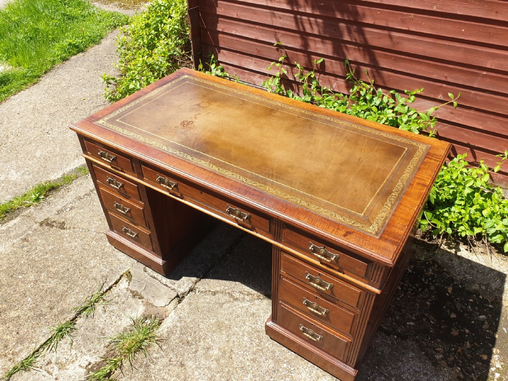 Late Victorian mahogany pedestal desk by Maples View VII