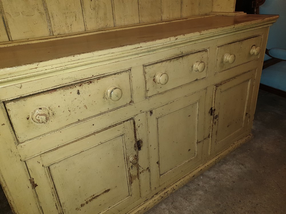 Victorian painted pine Welsh farmhouse dresser  View V