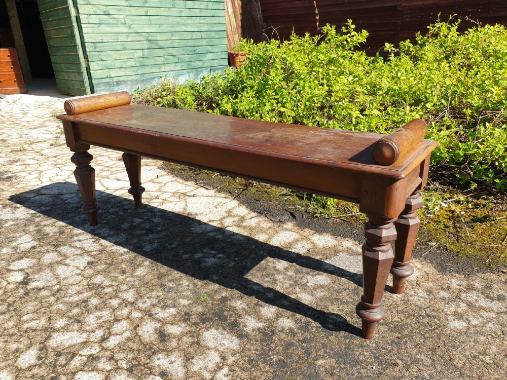 Early Victorian oak hall bench  View II