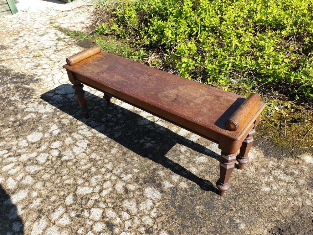 Early Victorian oak hall bench  View IV