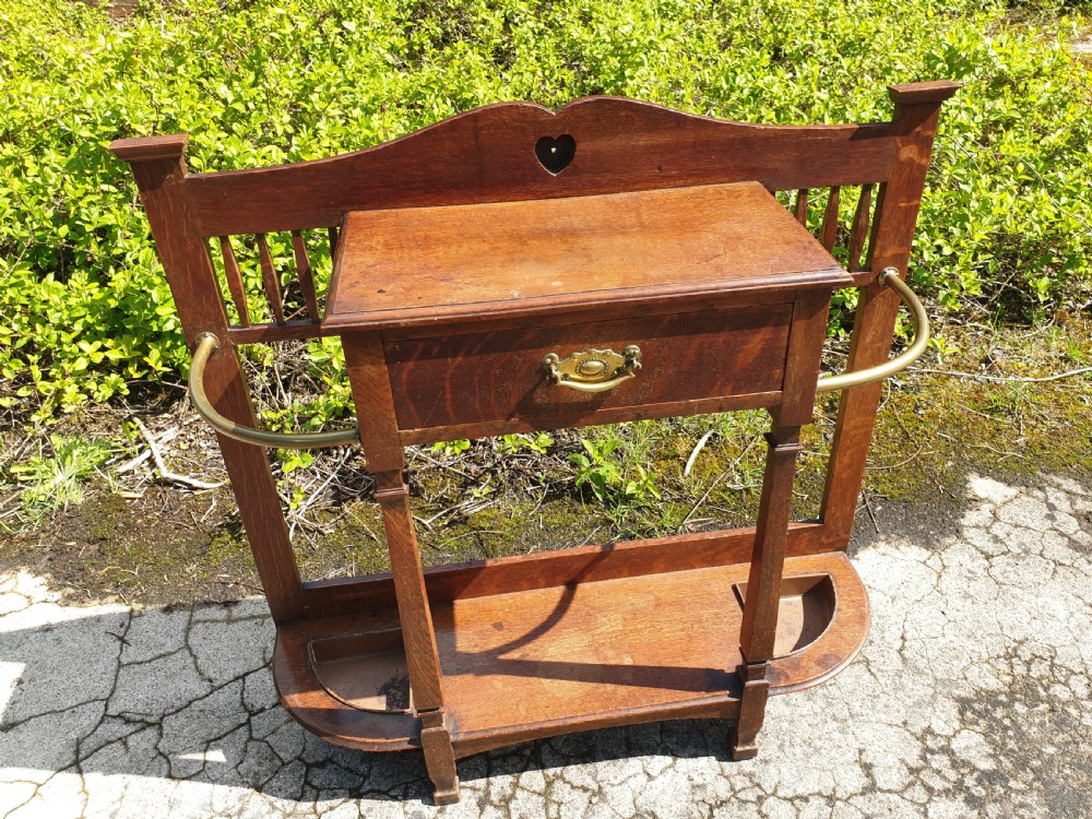 Oak Arts and crafts umbrella hall stand  View IV