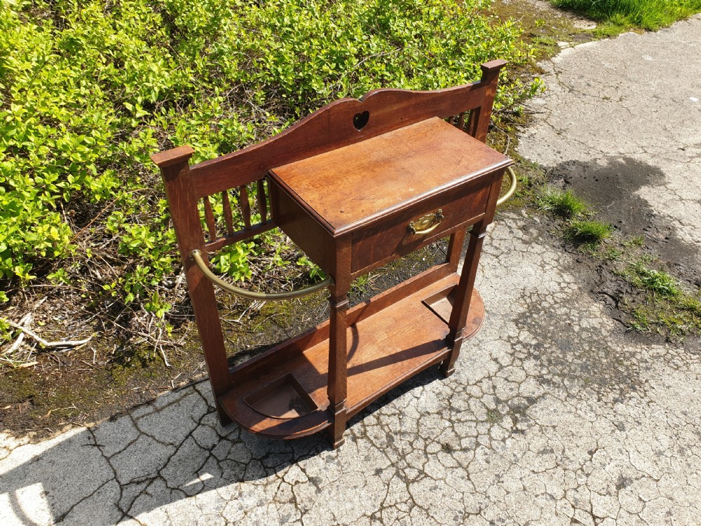 Oak Arts and crafts umbrella hall stand  View V
