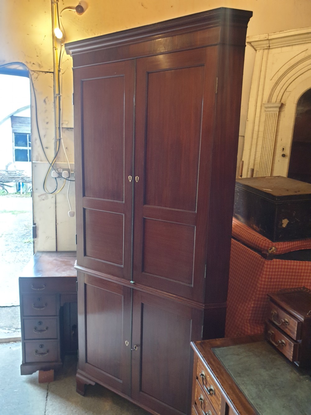 Good Regency mahogany 2 part corner cupboard.  View II