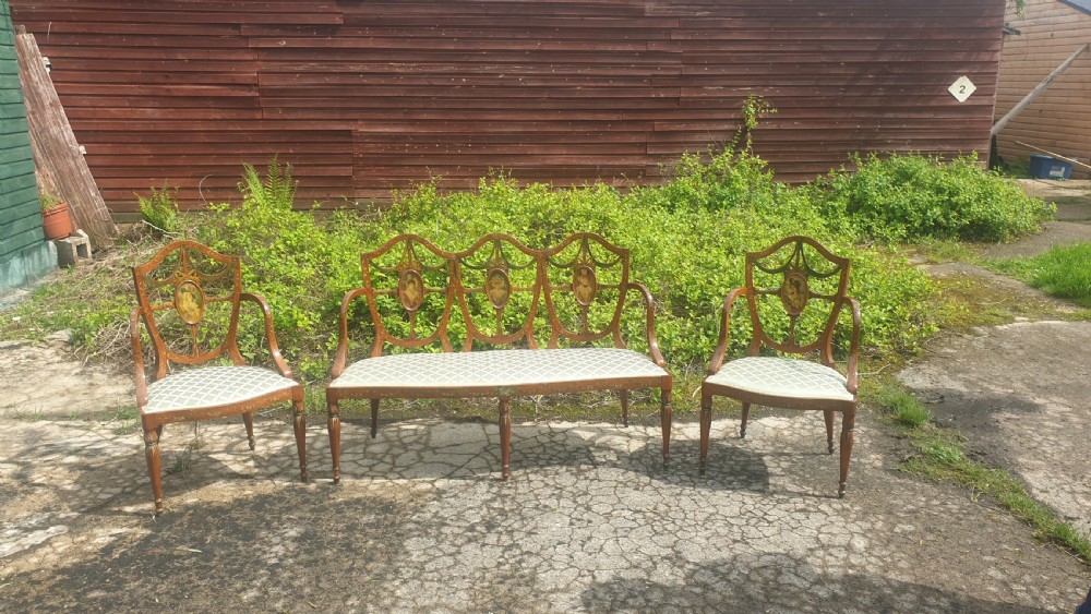 Good quality decorated satinwood suite View XII