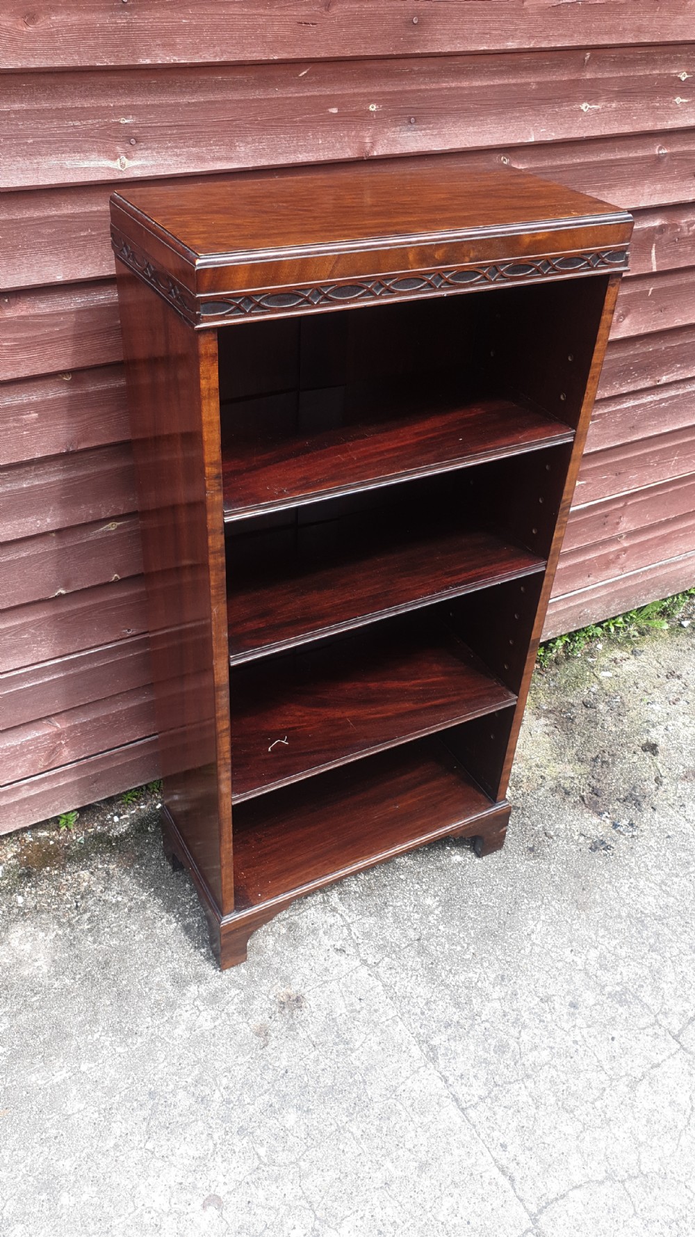 Small mahogany open front bookcase  View II