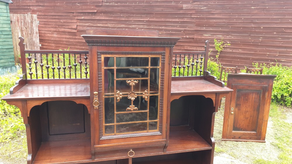 Late Victorian mahogany Arts and Crafts bookcase  View III