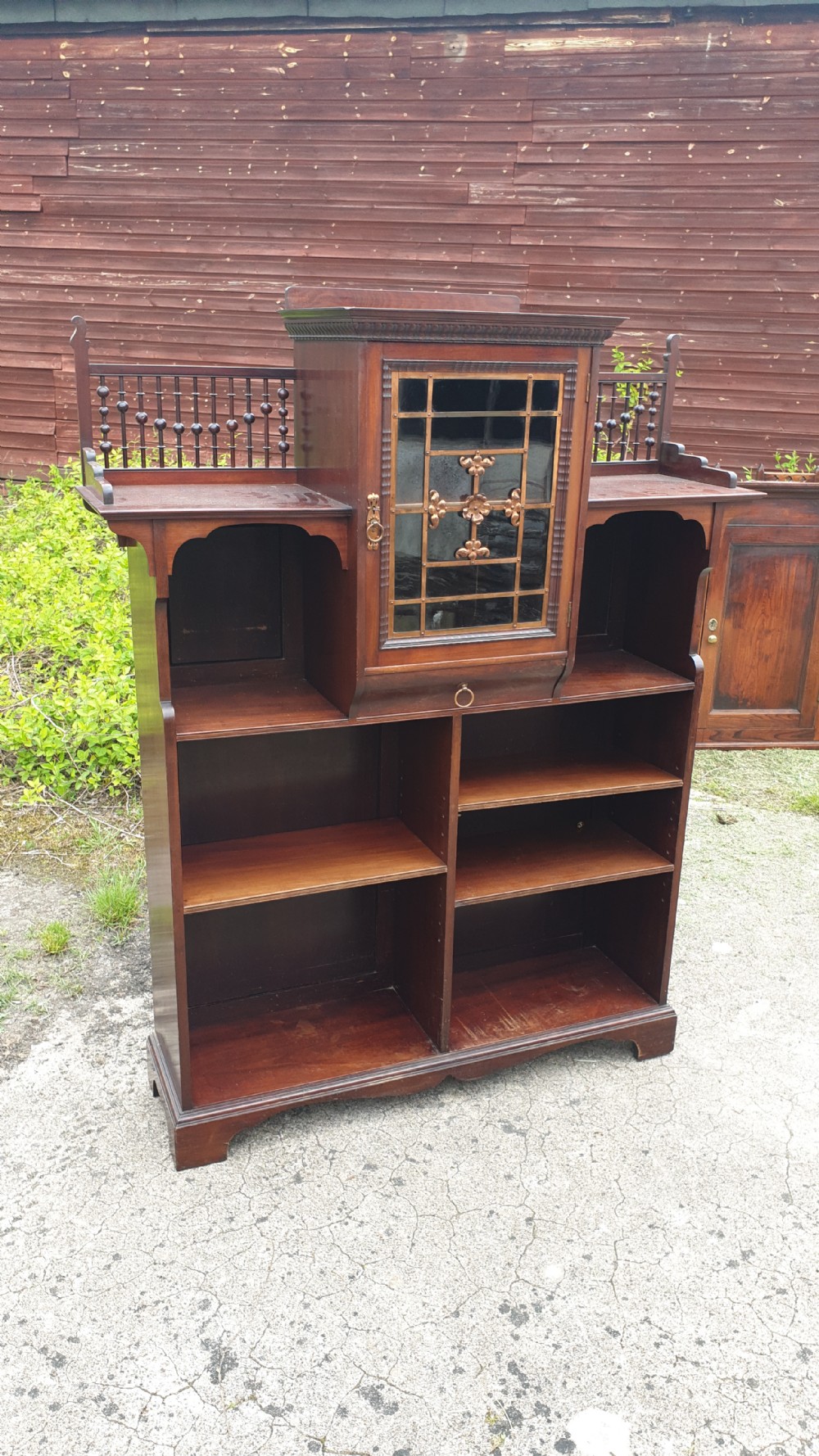 Late Victorian mahogany Arts and Crafts bookcase  View IV