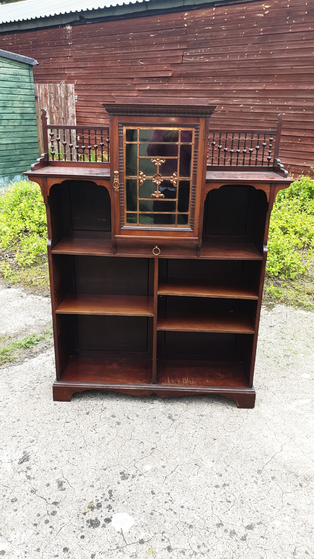 Late Victorian mahogany Arts and Crafts bookcase  View V