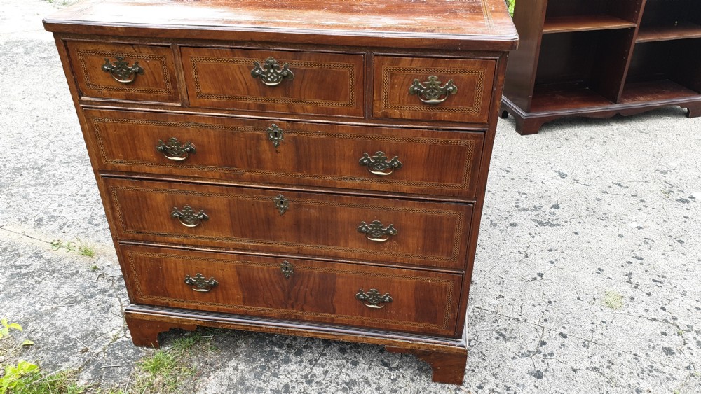 Georgian inlaid walnut chest of drawers  View III