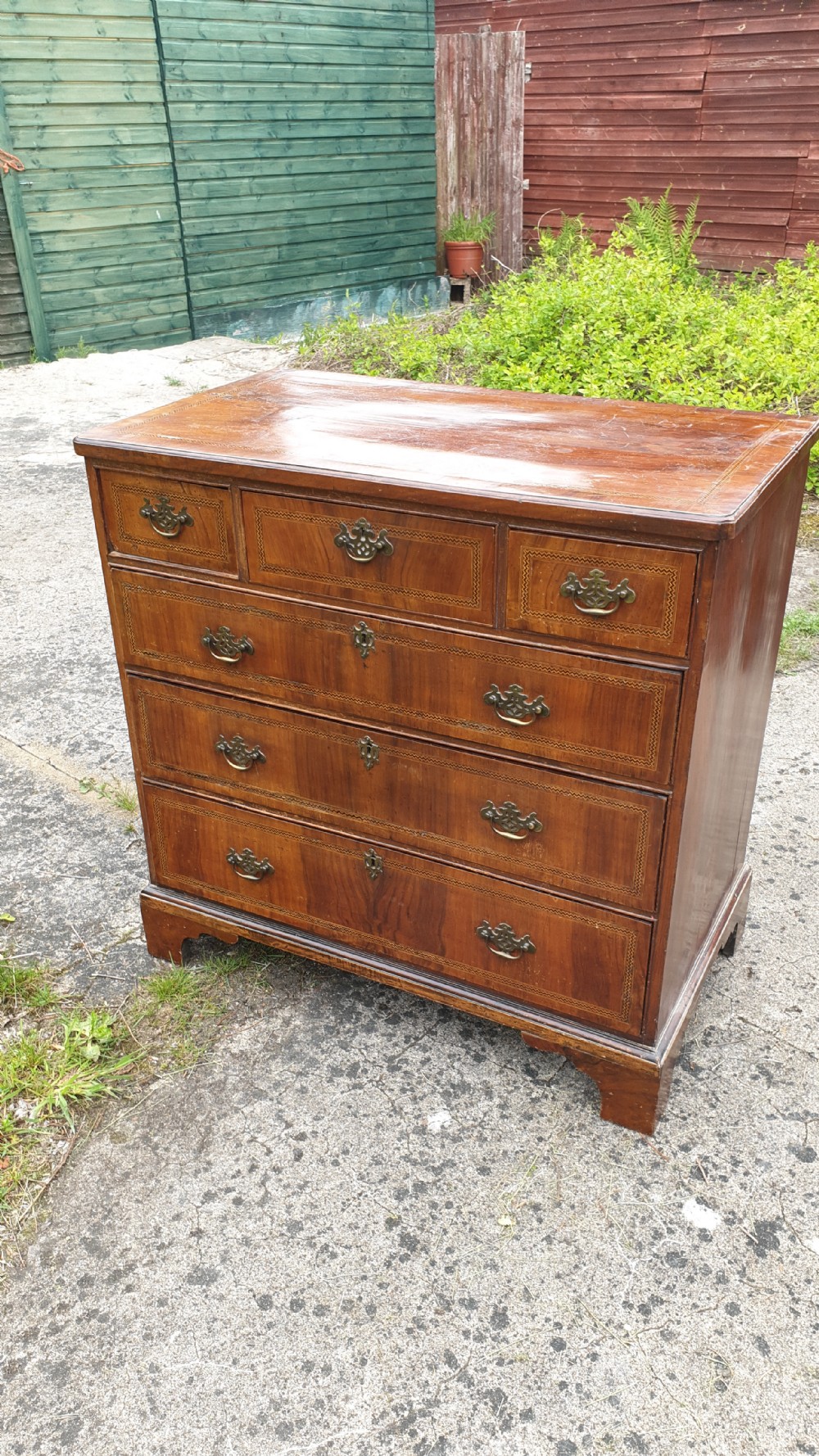 Georgian inlaid walnut chest of drawers  View IV