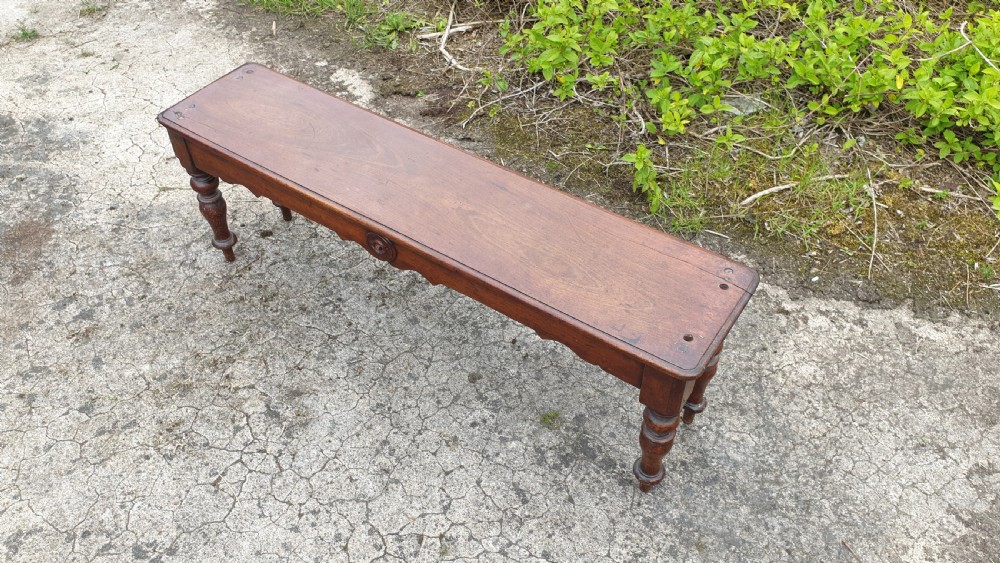 Mid 19th century mahogany hall bench.  View VI