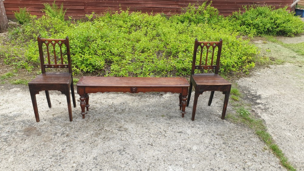 Mid 19th century mahogany hall bench.  View VII
