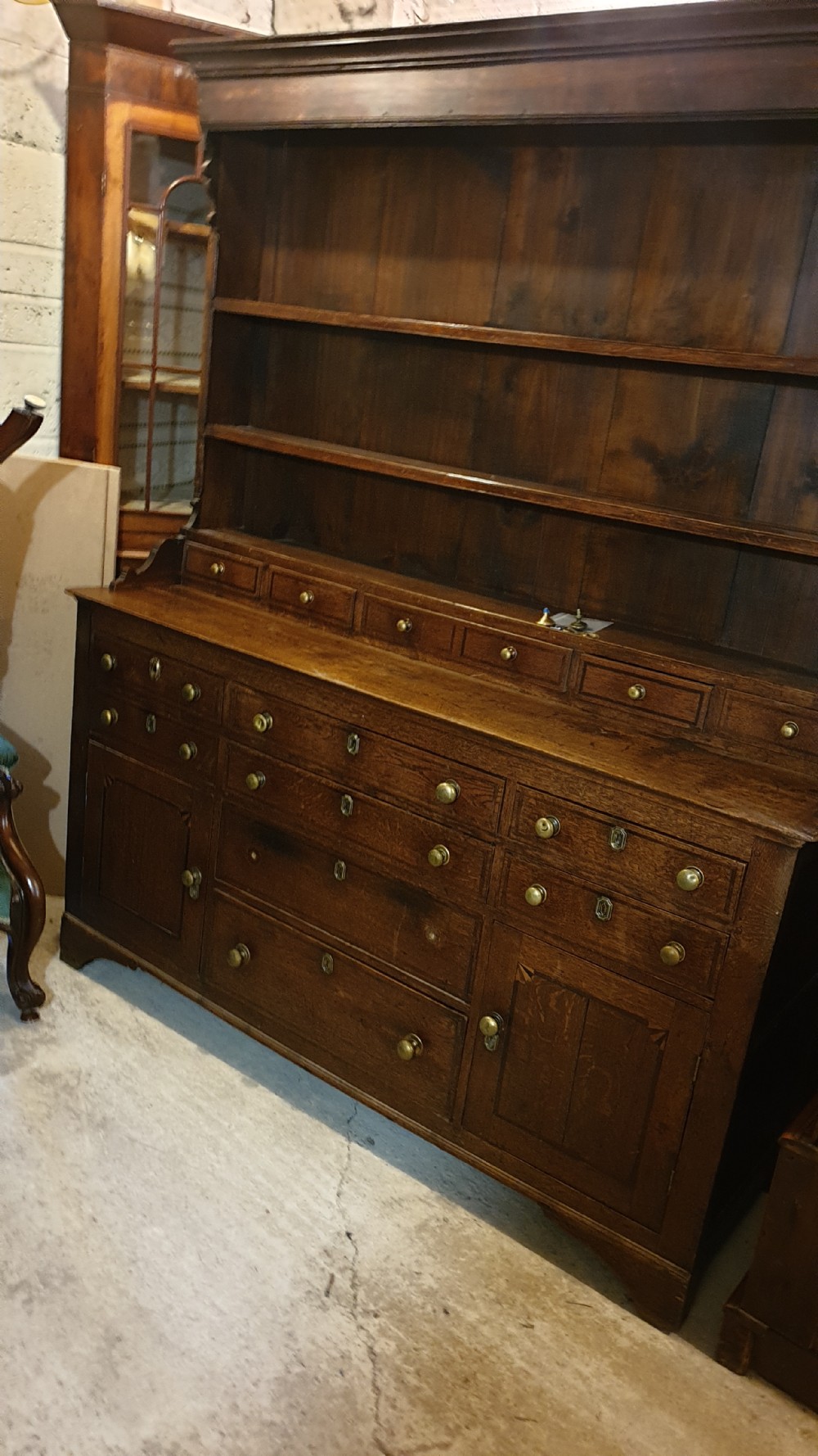 Early 19th century inlaid oak Welsh dresser  View X