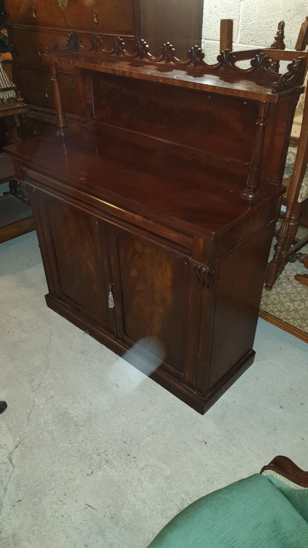 Regency mahogany 2 door side cabinet.  View V