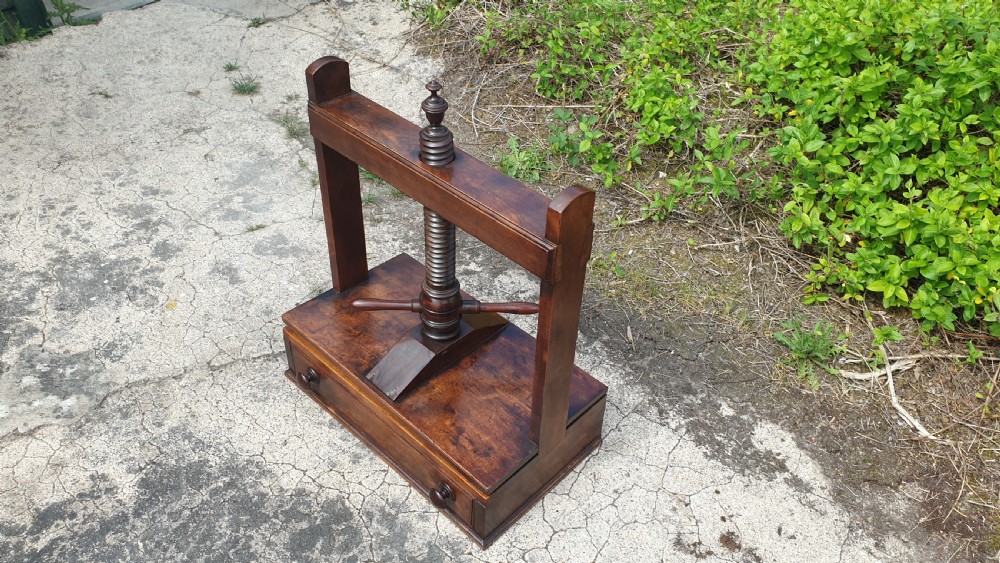 Early Victorian table top book press  View II