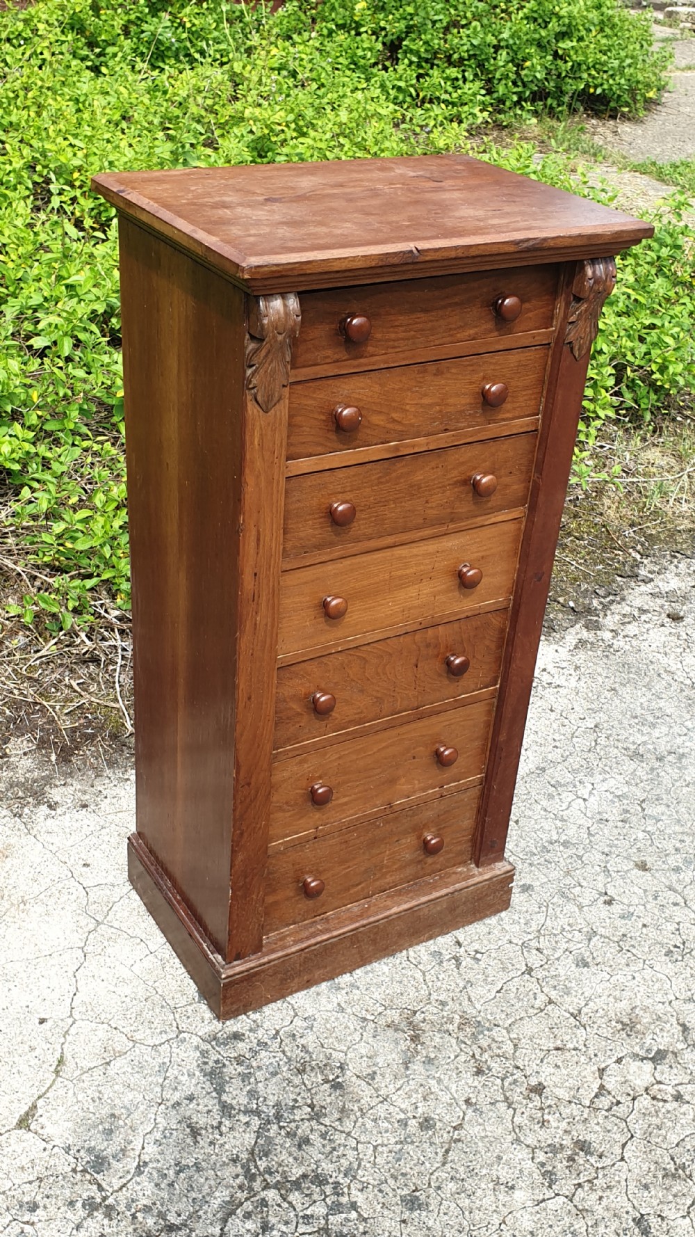 Late Victorian walnut Wellington chest.  View II