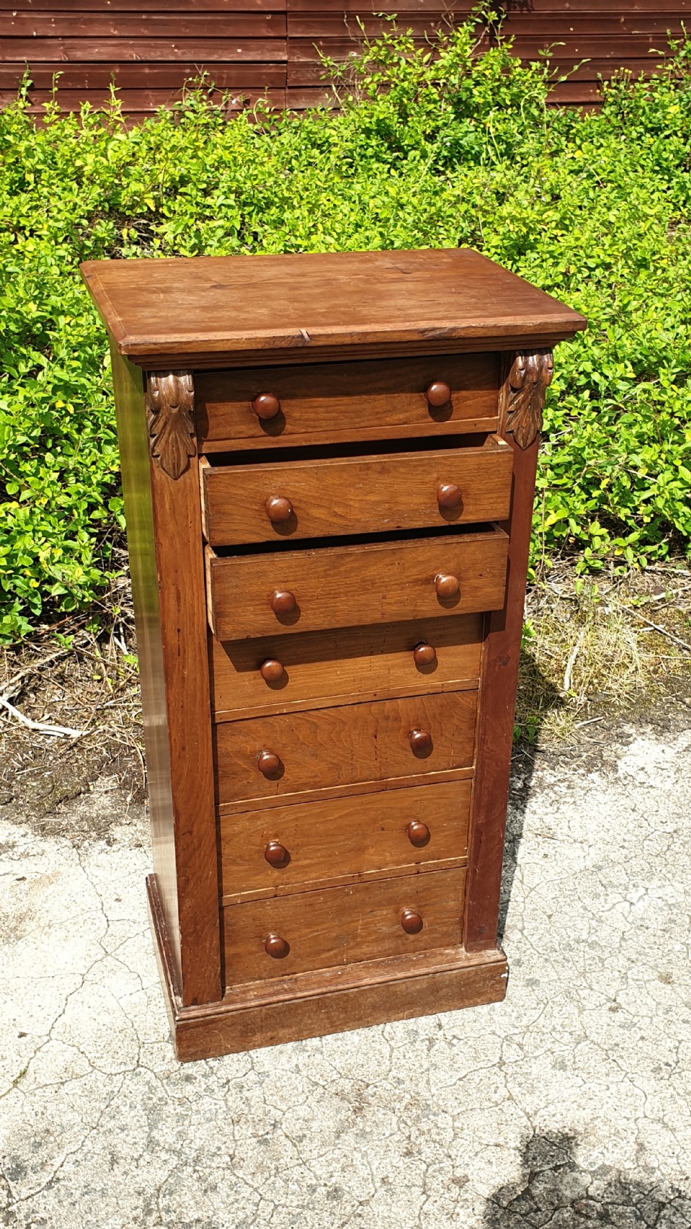 Late Victorian walnut Wellington chest.  View III