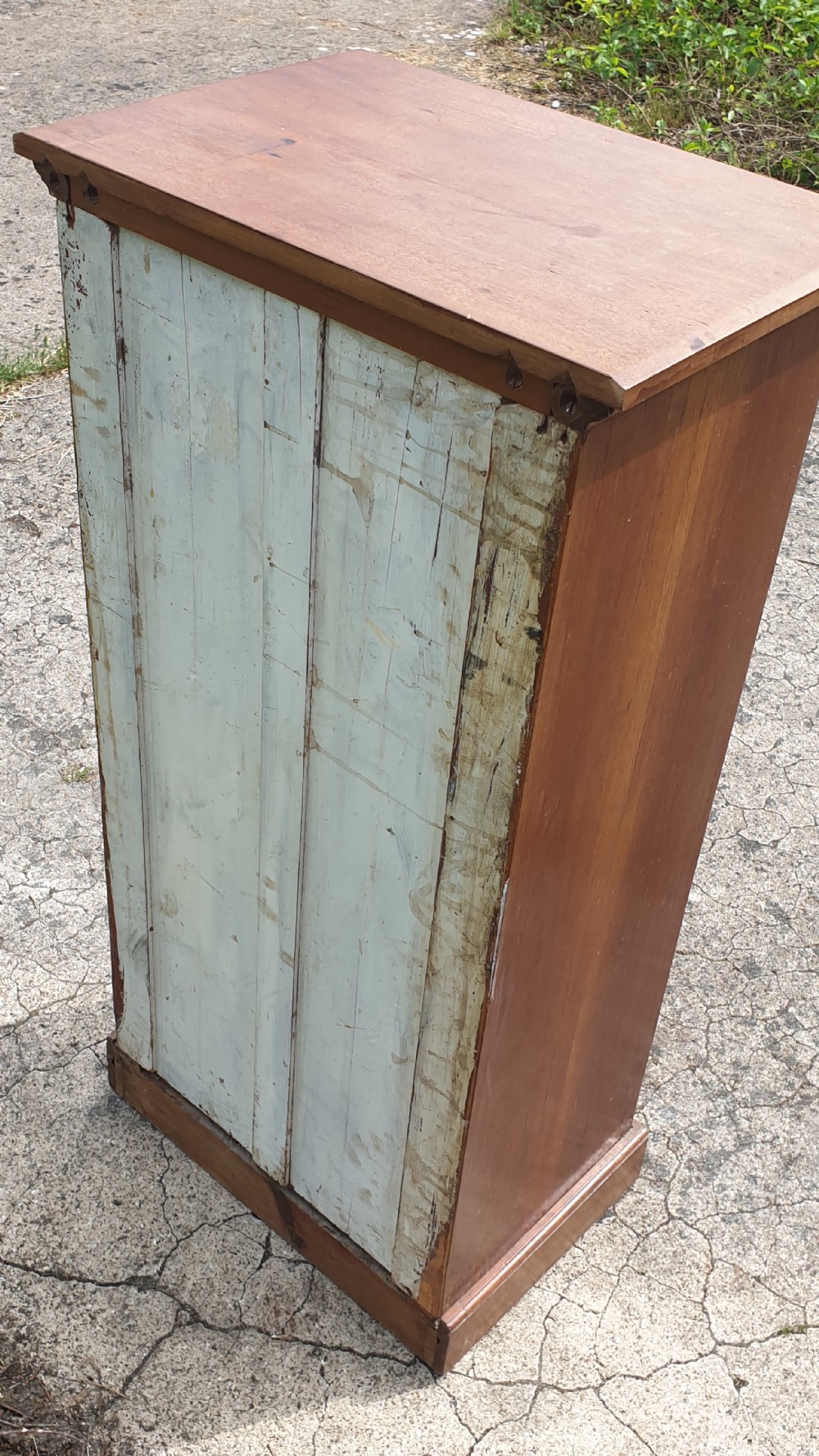 Late Victorian walnut Wellington chest.  View V