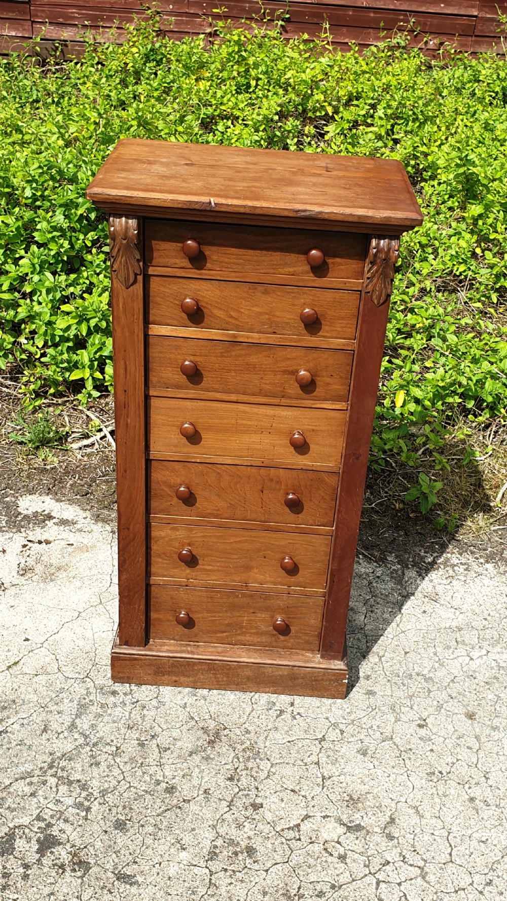 Late Victorian walnut Wellington chest.  View VI