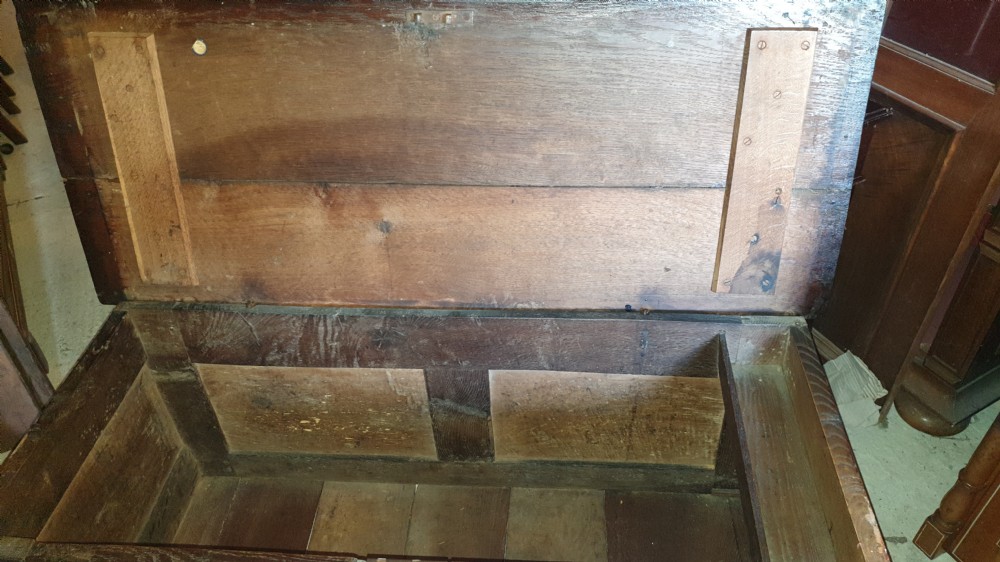 Early 18th century panelled oak coffer View III