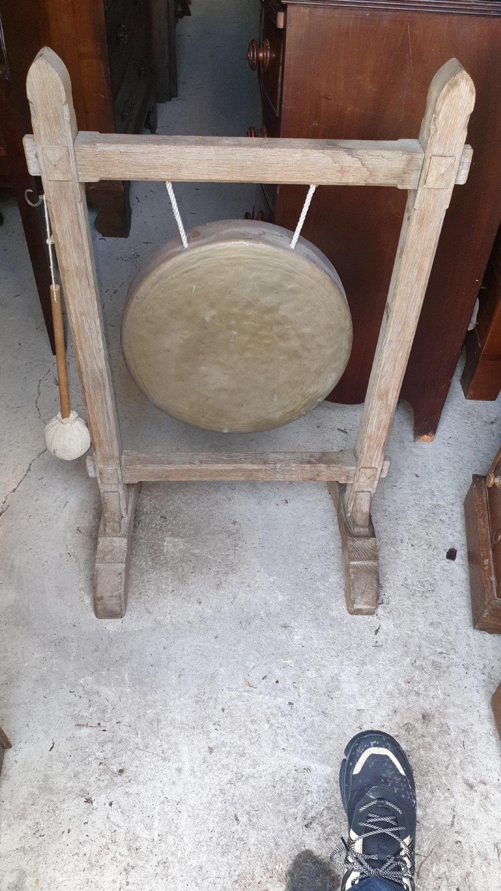 Victorian gothic light oak dinner gong.  View III