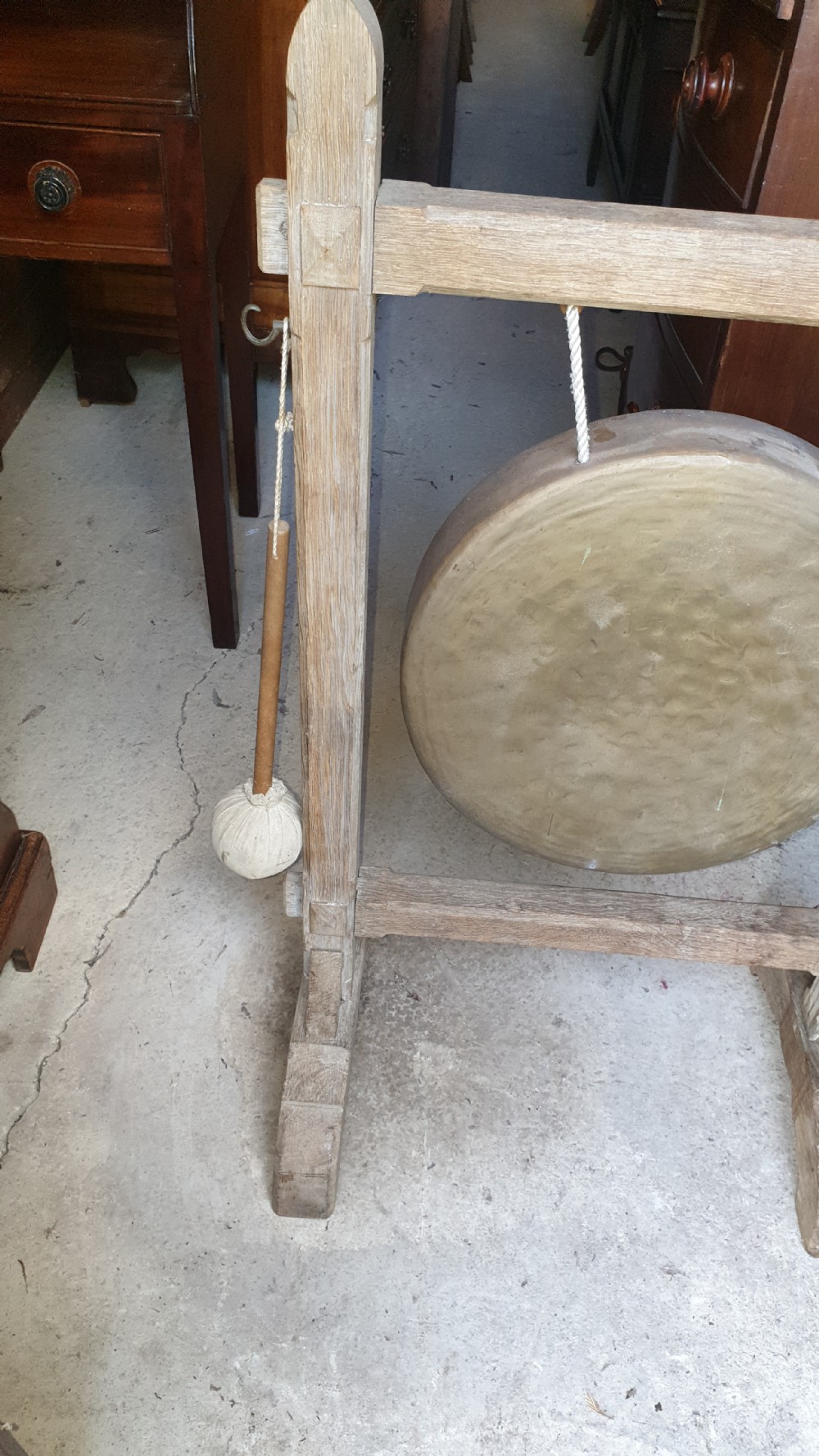 Victorian gothic light oak dinner gong.  View IV