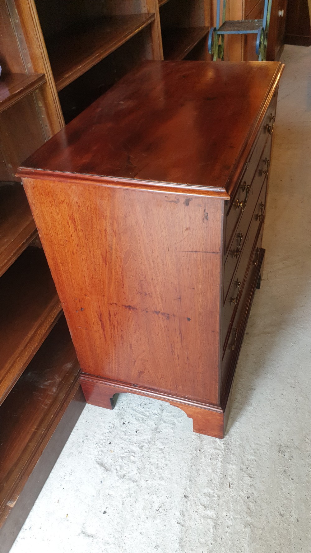 Early 19th century mahogany chest with slide. View V