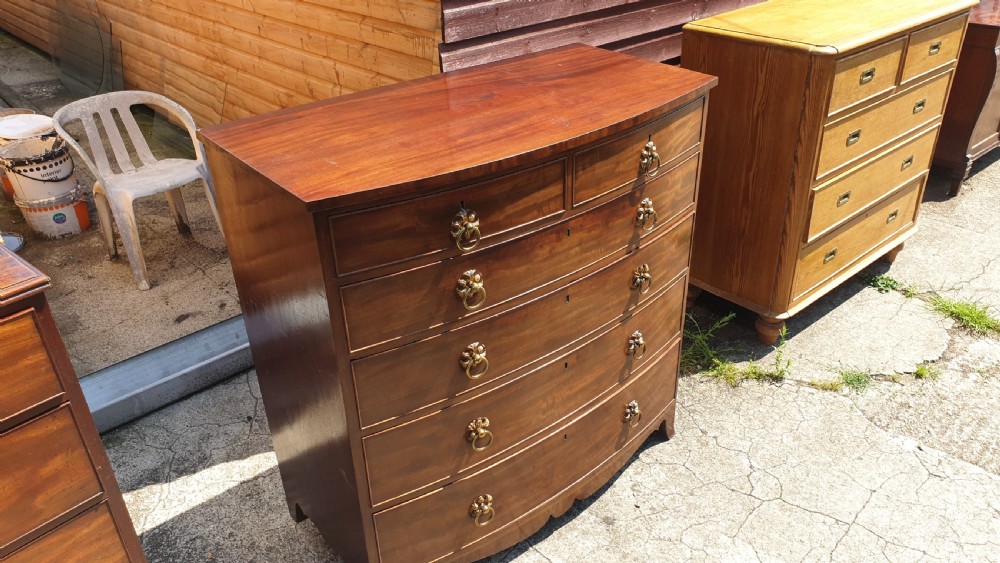 Regency mahogany bow front chest . View VI