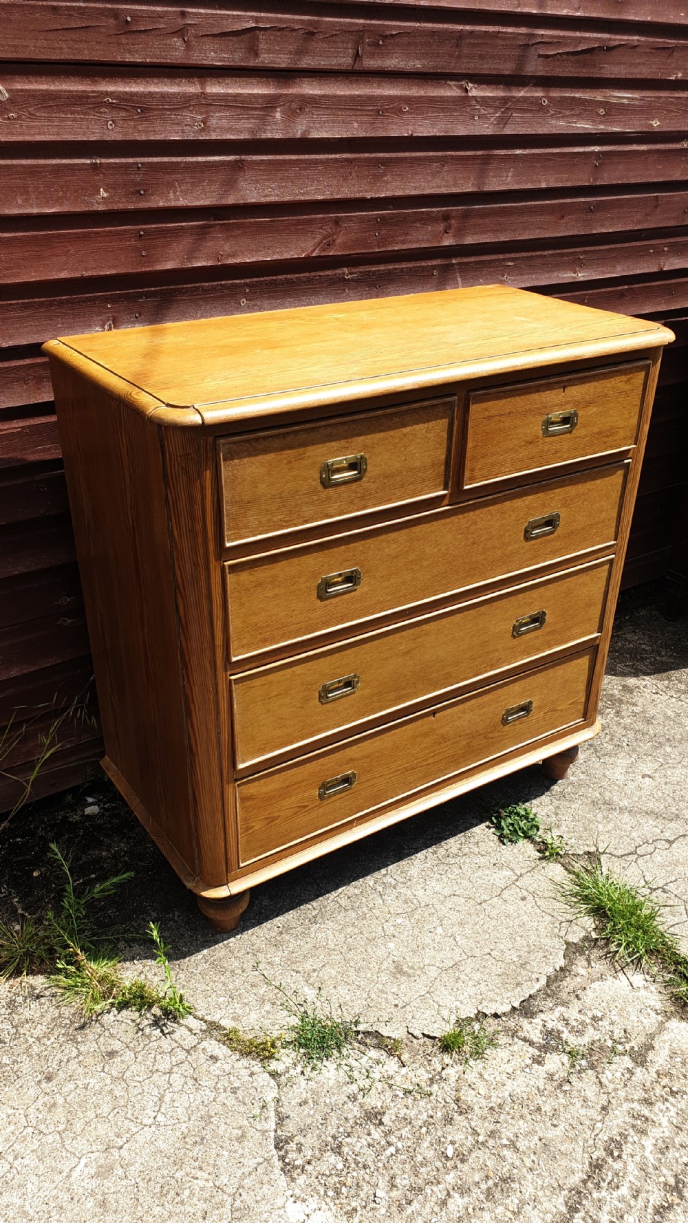 Late Victorian pitch pine chest of drawers. View III