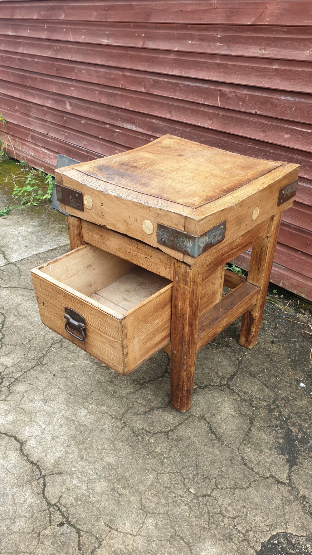 Early 20th century butchers block.  View II