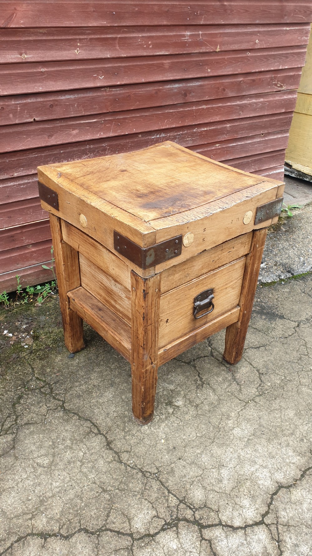 Early 20th century butchers block.  View III