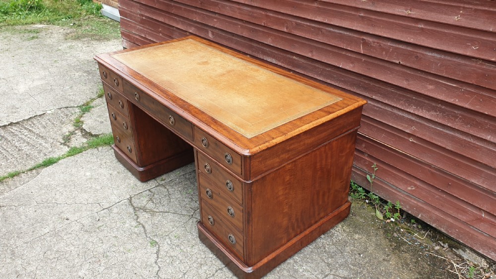 5 foot 19th century mahogany kneehole pedestal desk.  View V