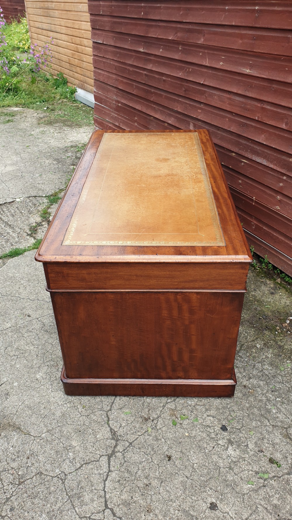 5 foot 19th century mahogany kneehole pedestal desk.  View VII