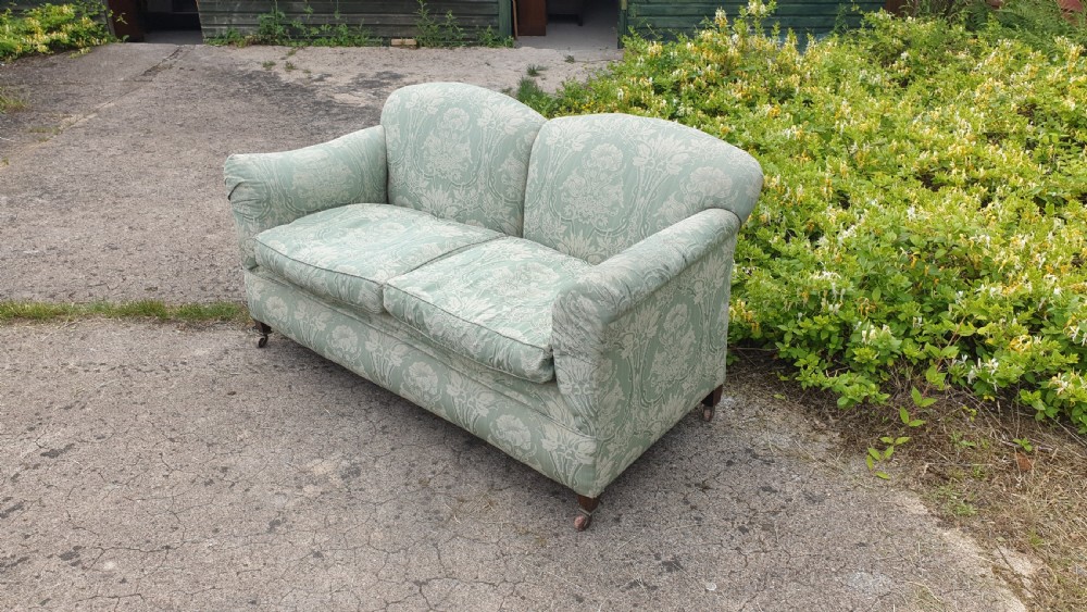Edwardian Howard style upholstered 2 seater sofa. View VI