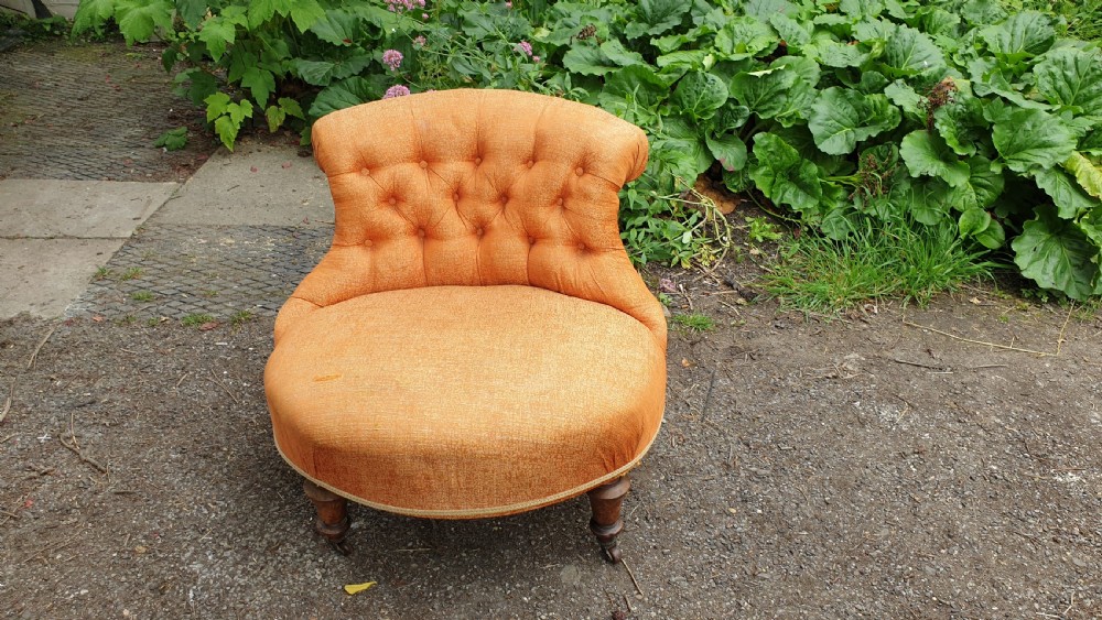 Larger than normal Victorian walnut nursing chair. View II