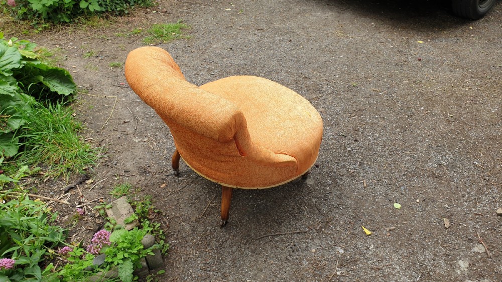 Larger than normal Victorian walnut nursing chair. View IV