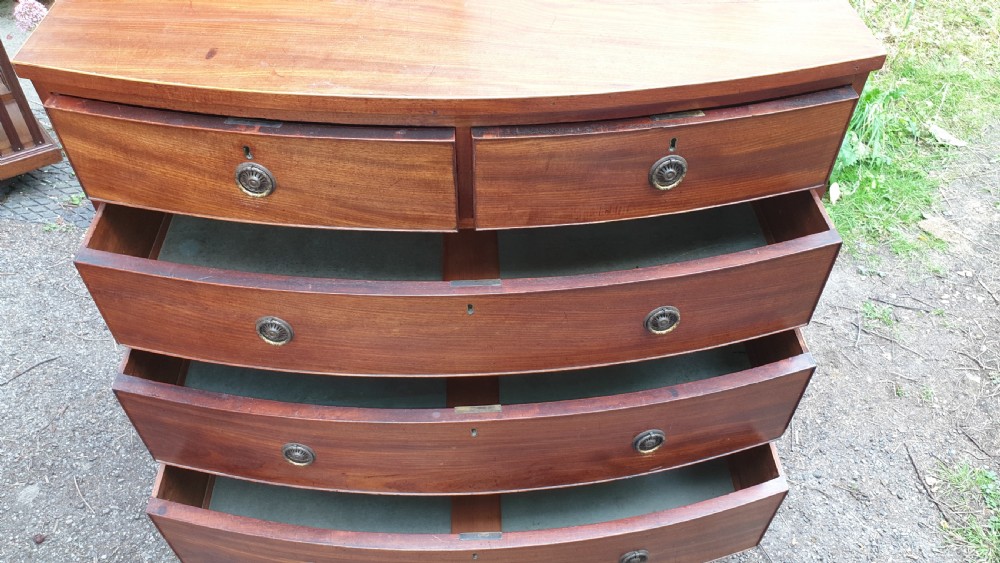 Regency mahogany bow front chest of drawers.  View II