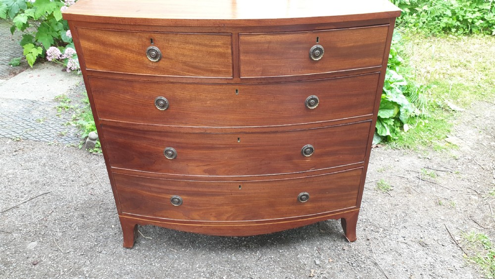 Regency mahogany bow front chest of drawers.  View IV