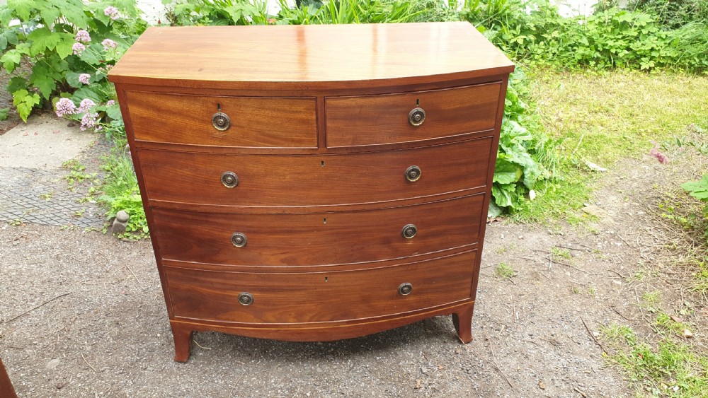 Regency mahogany bow front chest of drawers.  View VII