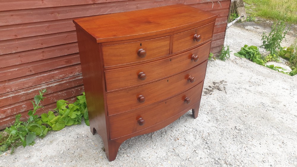 Victorian mahogany bow front chest of drawers.  View II