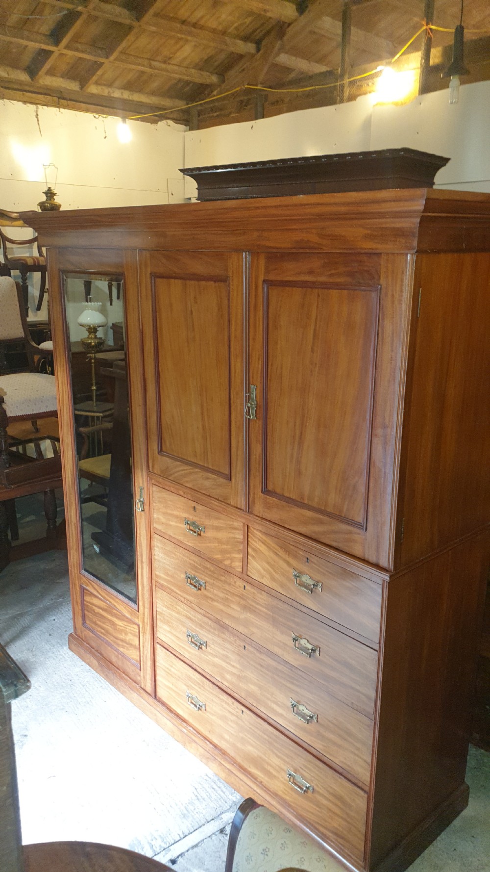 Late Victorian mahogany compactum wardrobe. 