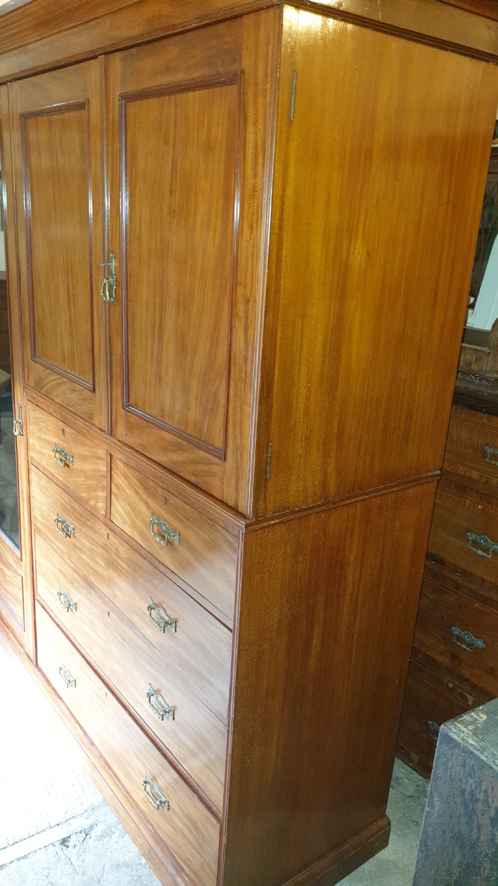 Late Victorian mahogany compactum wardrobe.  View III