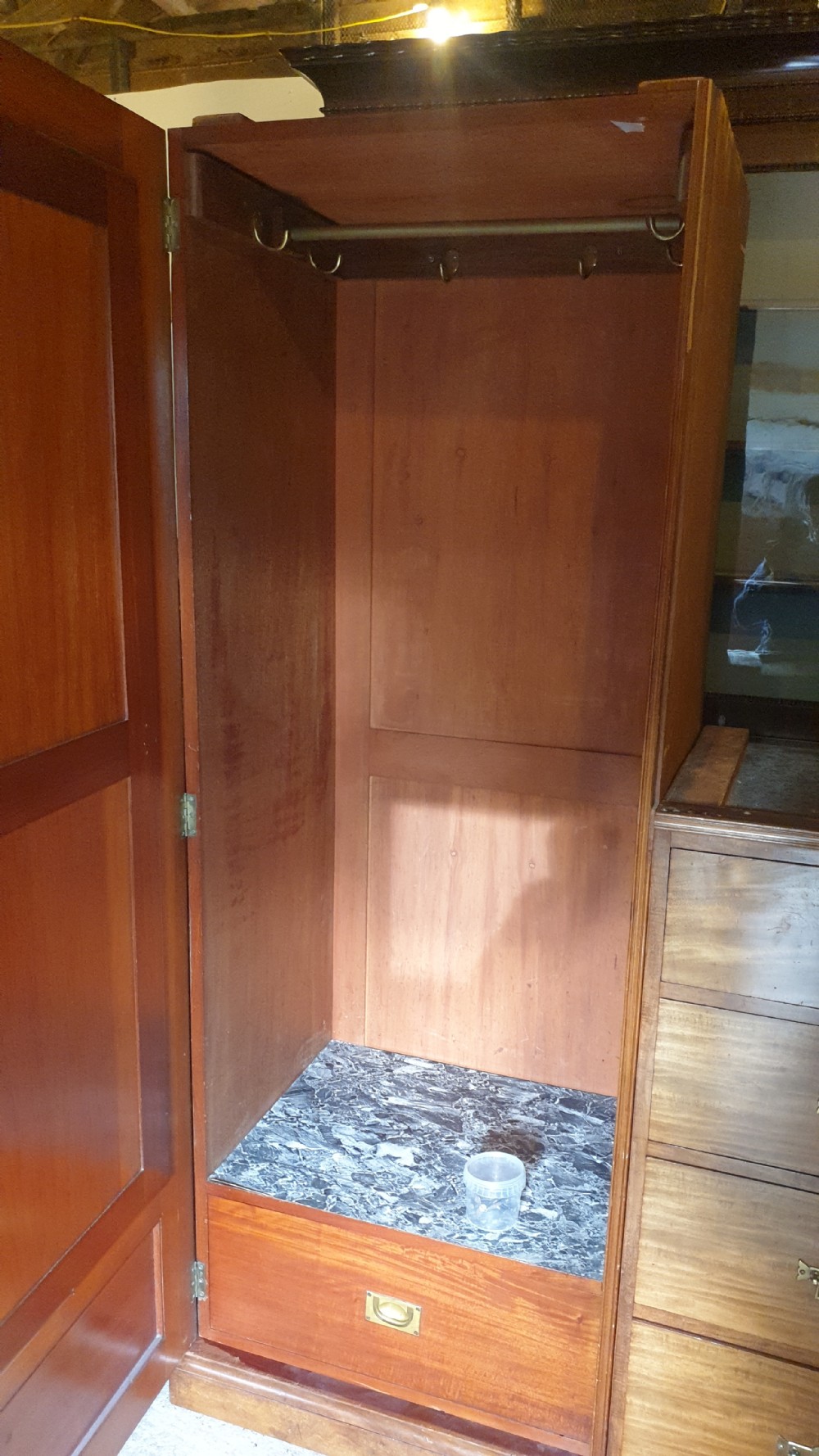 Late Victorian mahogany compactum wardrobe.  View VI